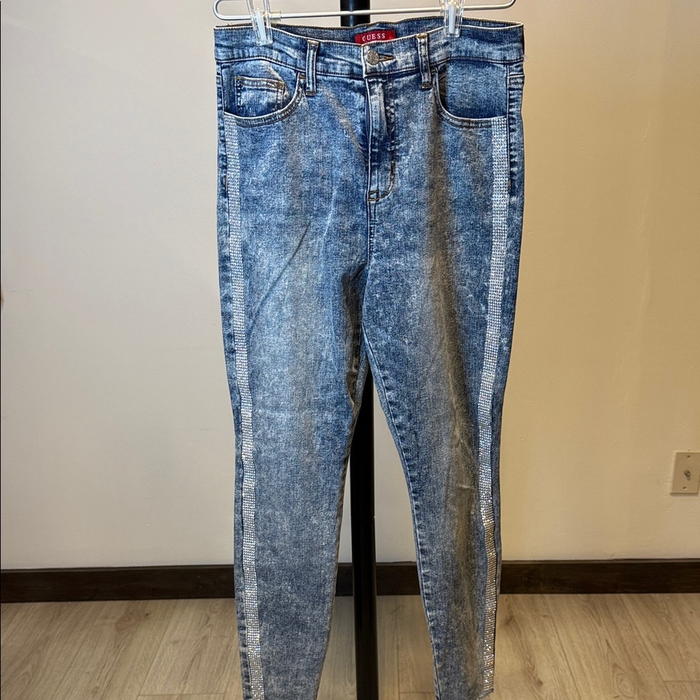 ‼️SOLD‼️Guess Denim Skinny Jeans with Acid Wash & Sparkles